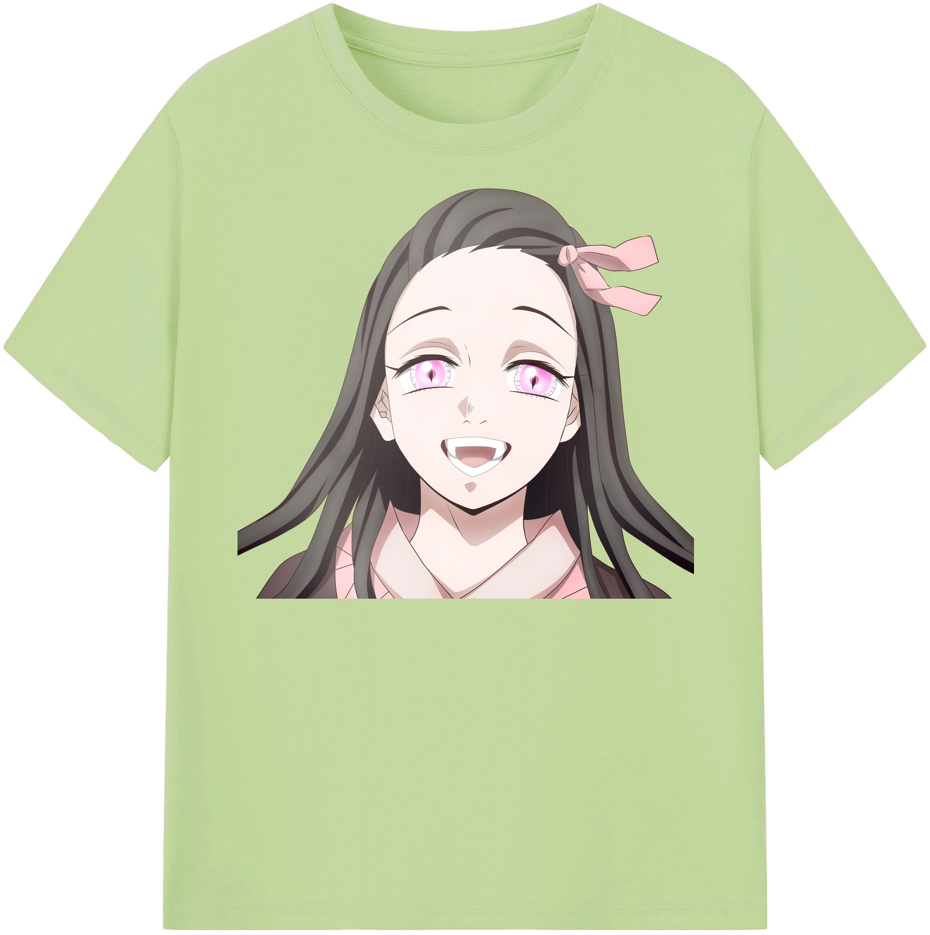 （画像用） 鬼滅の刃（きめつのやいば）竈門 禰󠄀豆子／かまど ねずこ Kamado Nezuko 綿100％半袖Tシャツ（フロントプリント）